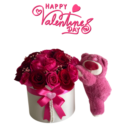 Coffret Saint-Valentin : Roses & Ourson Tendre